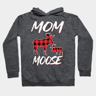 Red Plaid Mom Moose Matching Family Pajama Christmas Gift Hoodie